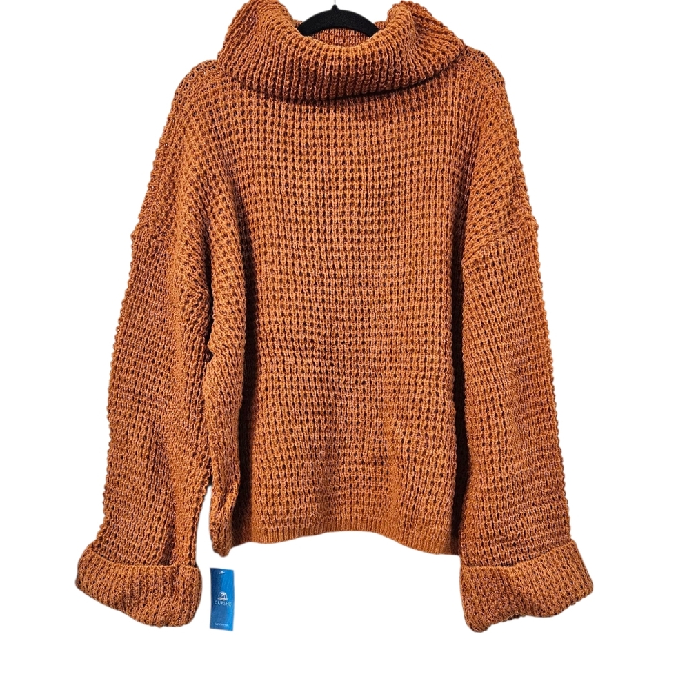 NWT Cupshe Chunky Knit Turttleneck Drop Shoulder Sweater Size L